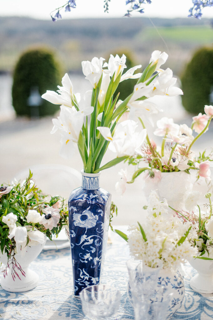 Featured in Issue 29, Styled Shoots Across America team create a romantic wedding editorial with blue hues at The Estate at River Run.