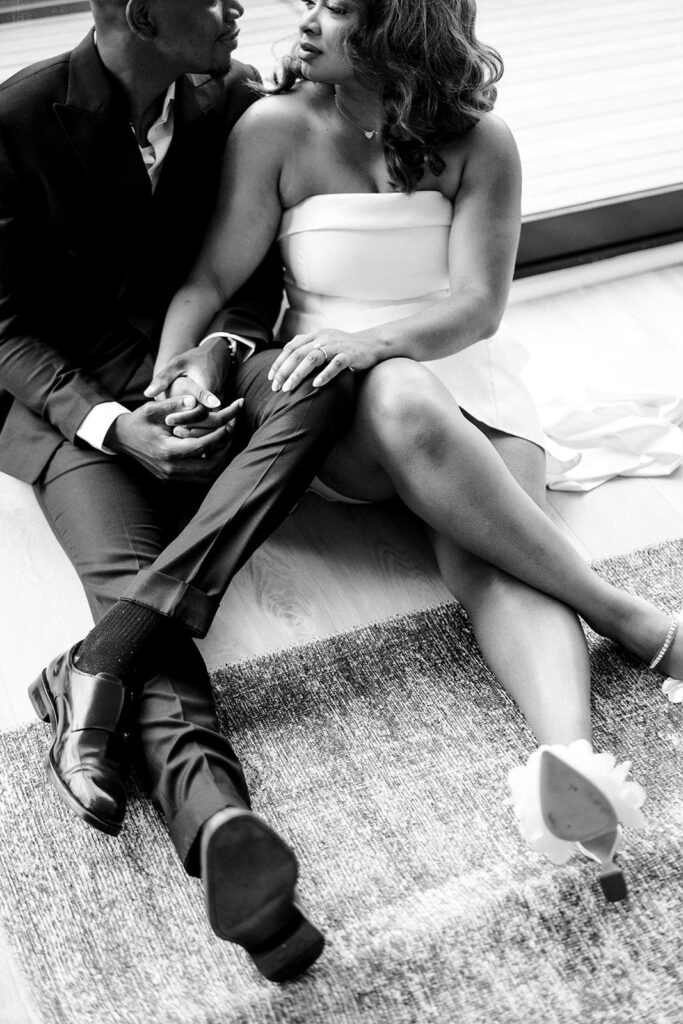 This minimalist at-home engagement session in Philadelphia has all the love and chic vibes any couple would die for!