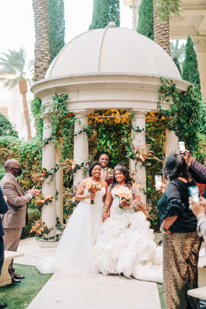 The Venus Garden at Caesar's Palace took center stage for this gorgeous outdoor Las Vegas wedding between Rosalyn and Stephanie.