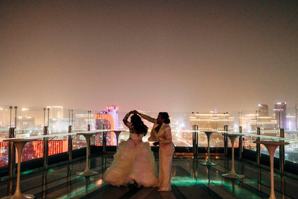 The Venus Garden at Caesar's Palace took center stage for this gorgeous outdoor Las Vegas wedding between Rosalyn and Stephanie.