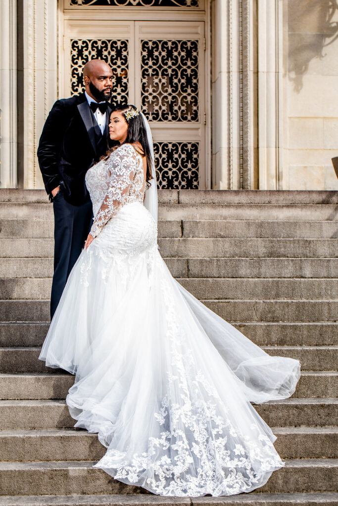 Jeremiah and Candace's luxe ballroom wedding in South Carolina featured oh-so-pretty red florals with an elegantly chic style.