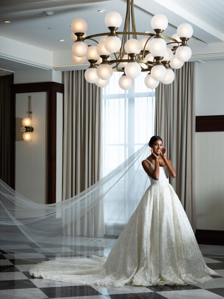 Former Miss Panama 2022, Cecilia Del Carmen Medina, stars in this gorgeous bridal editorial at the Sofitel Legend Hotel in Casco Viejo, Panama.