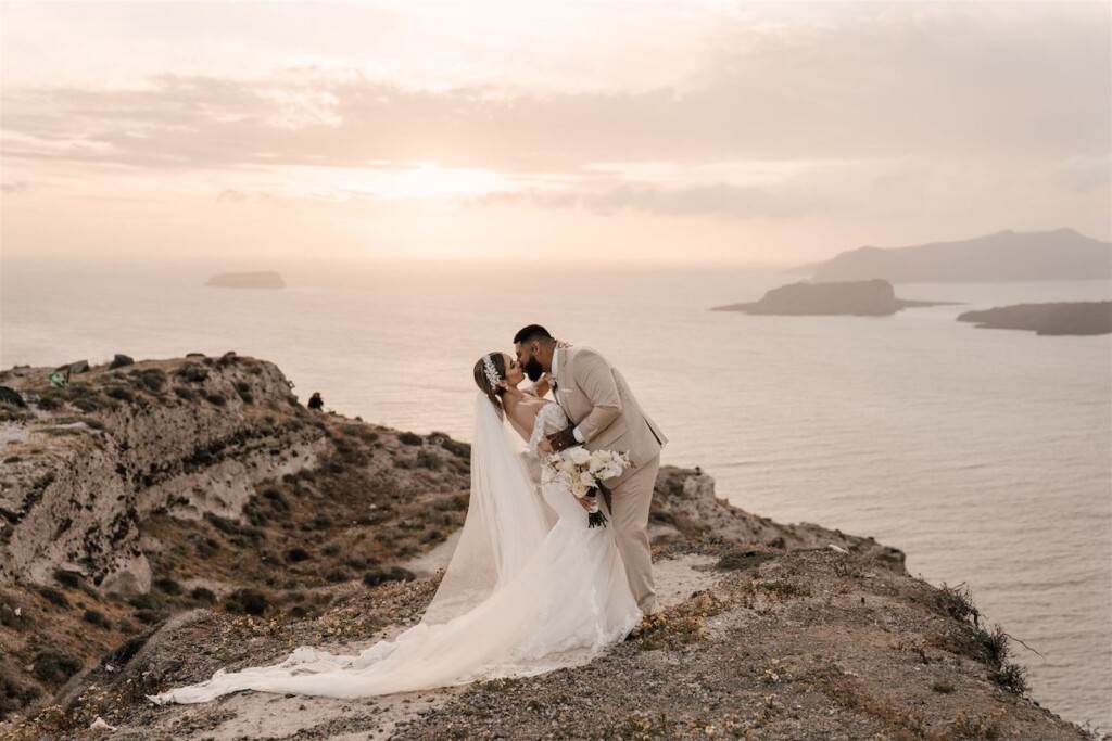 Featured in Issue 30, Jennifer and Zamir's modern & elegant elopement by the Sea in Santorini, Greece was everything they imagined and more.