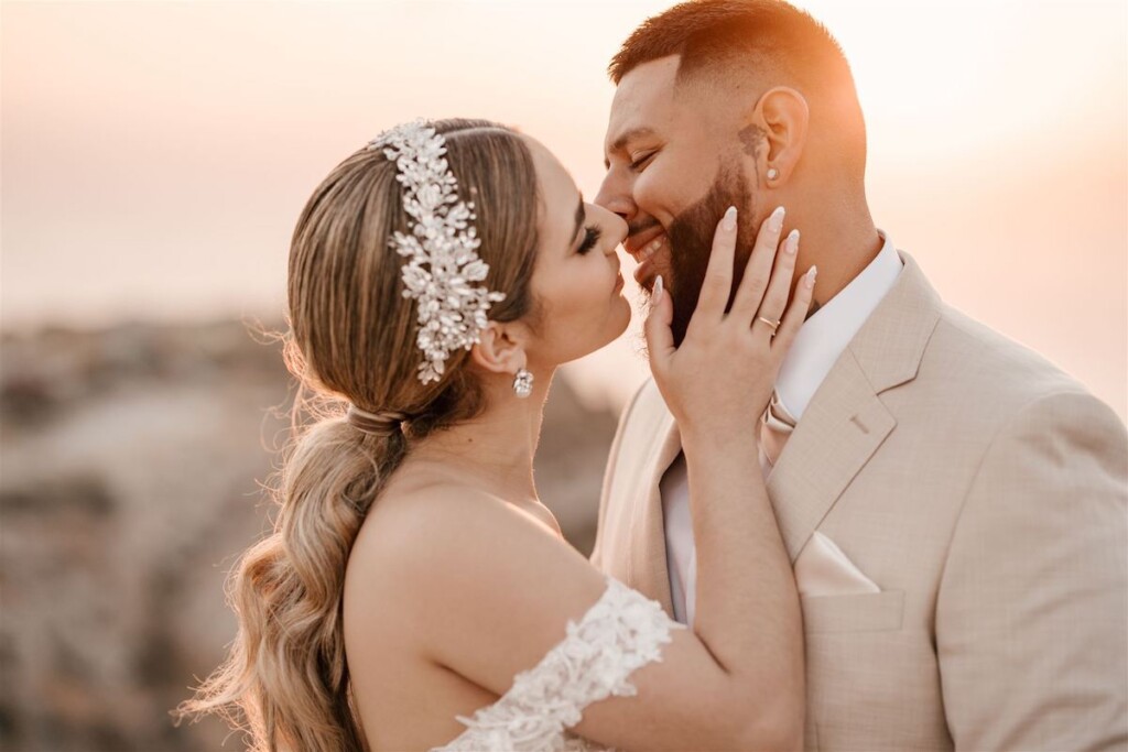 Featured in Issue 30, Jennifer and Zamir's modern & elegant elopement by the Sea in Santorini, Greece was everything they imagined and more.