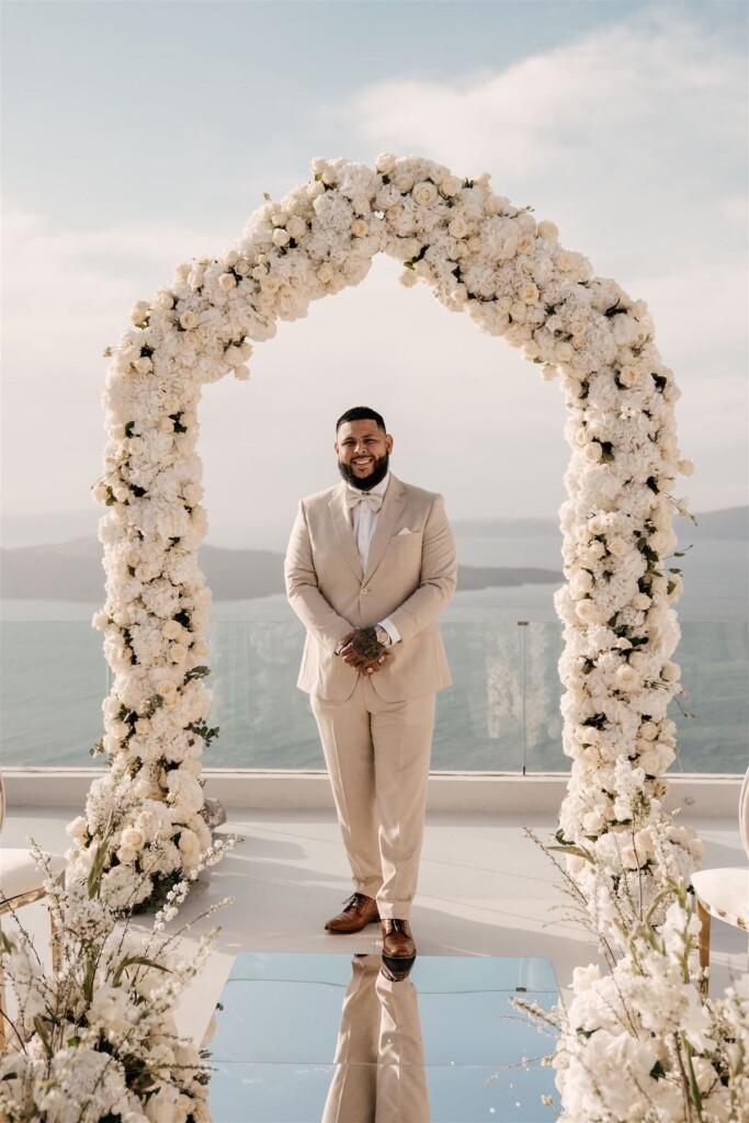 Featured in Issue 30, Jennifer and Zamir's modern & elegant elopement by the Sea in Santorini, Greece was everything they imagined and more.