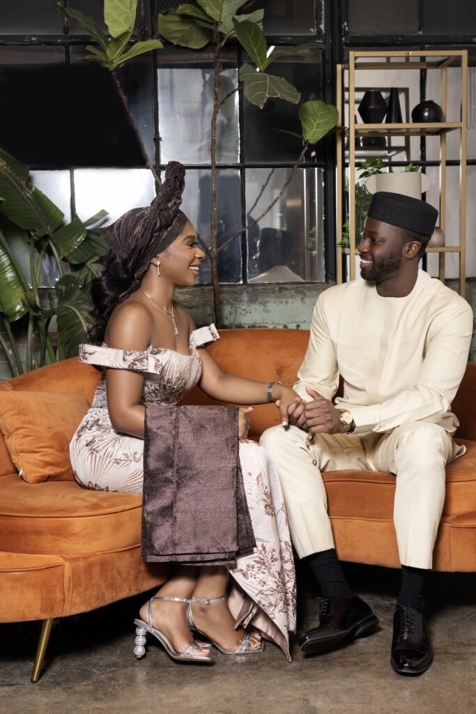 Featured in Issue 31, Mercy and Tunji celebrated their shared Nigerian heritage with a stylish studio engagement session in Atlanta, Georgia.
