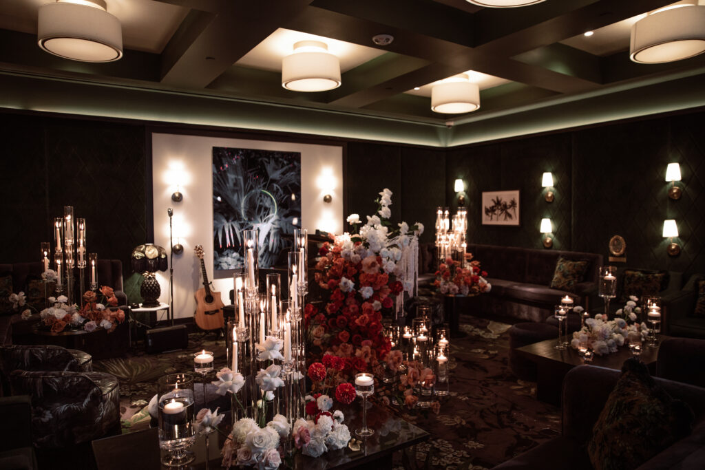 Dark & Moody vibes along with sexy candlelit florals were captured in this modern elopement shoot in Salt Lake City Utah