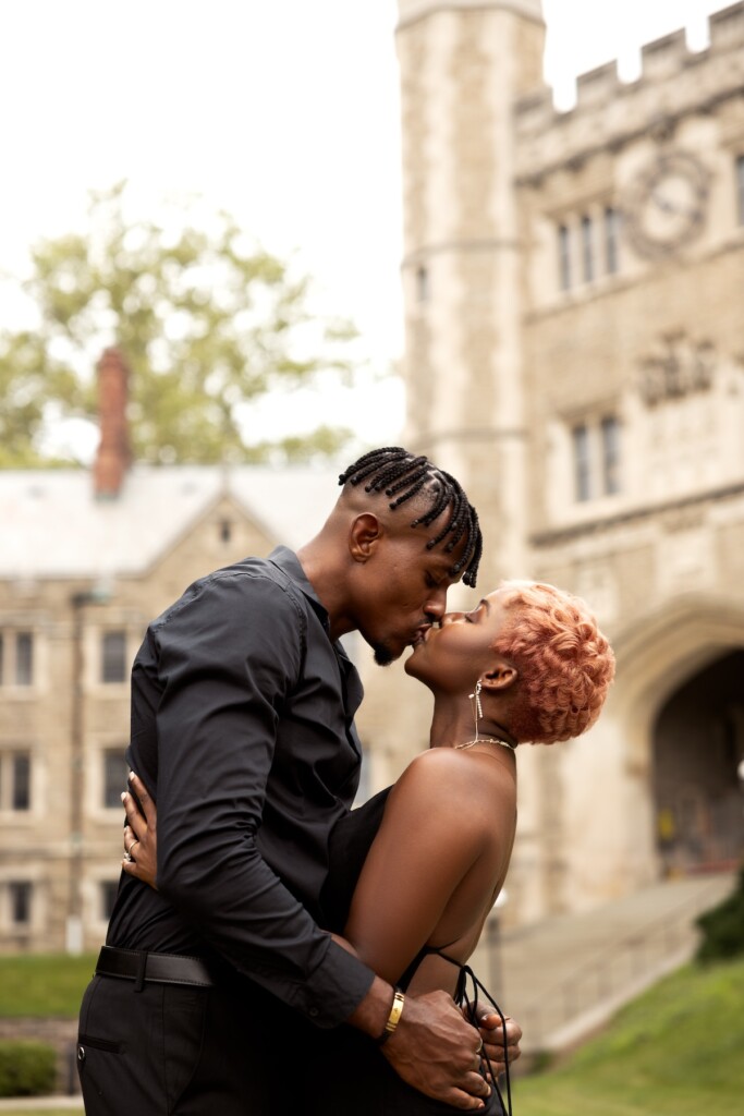 Nelly and Yannick's classy engagement session at Princeton University schooled us on the art of love with passion, laughter, and romance.