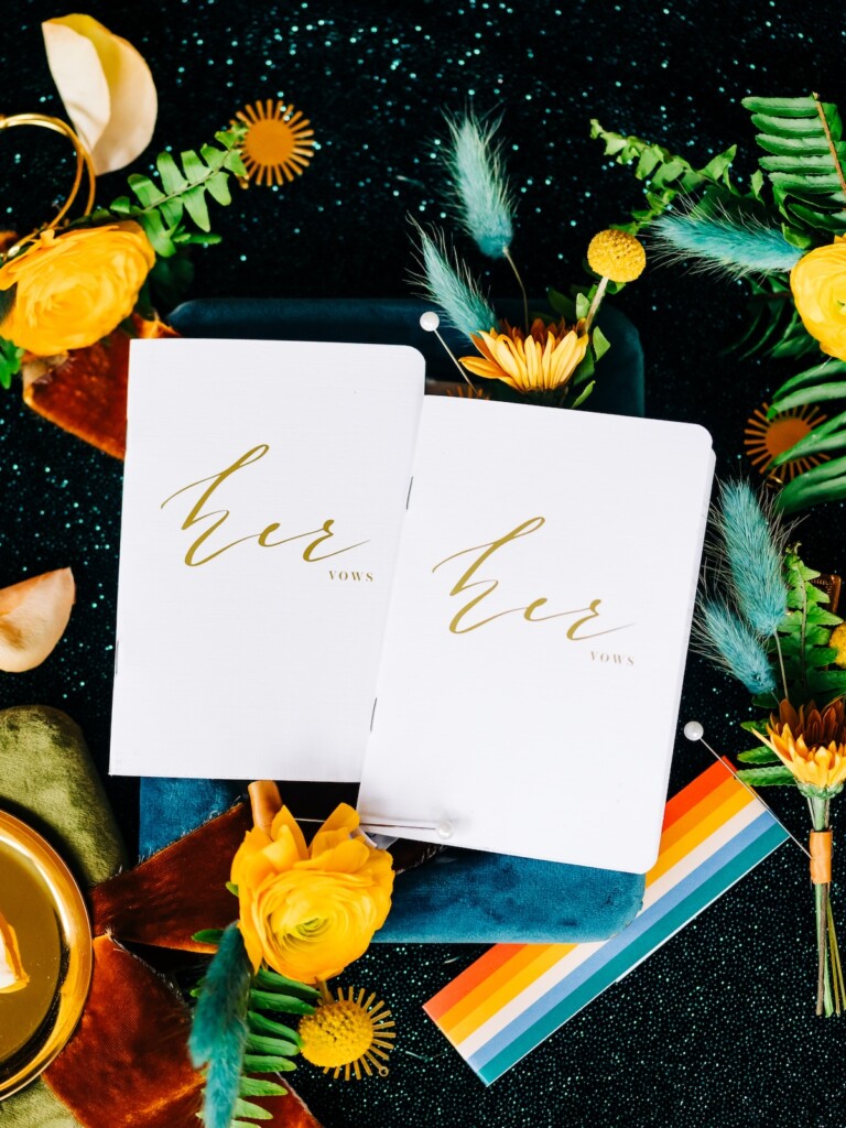 Sabina and Sabia celebrated their love as an LGBTQ+ couple in a colorful spring wedding with nostalgic retro charm throughout.
