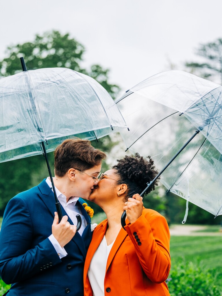 Sabina and Sabia celebrated their love as an LGBTQ+ couple in a colorful spring wedding with nostalgic retro charm throughout.