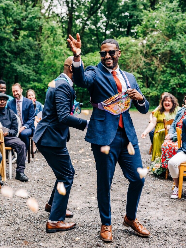 Sabina and Sabia celebrated their love as an LGBTQ+ couple in a colorful spring wedding with nostalgic retro charm throughout.