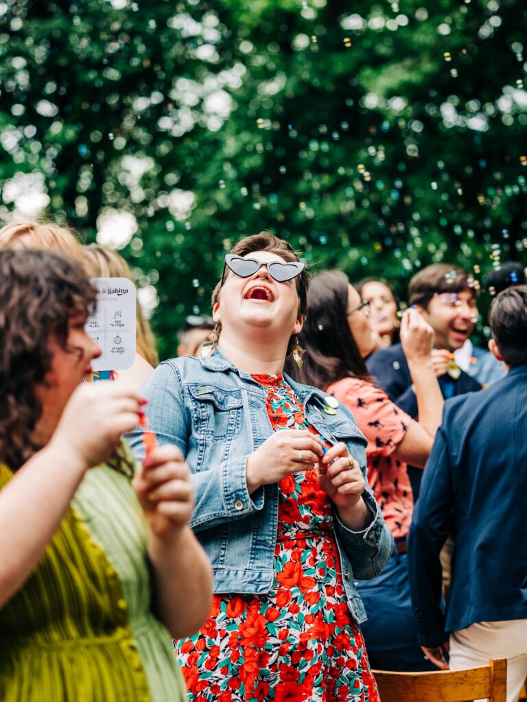 Sabina and Sabia celebrated their love as an LGBTQ+ couple in a colorful spring wedding with nostalgic retro charm throughout.