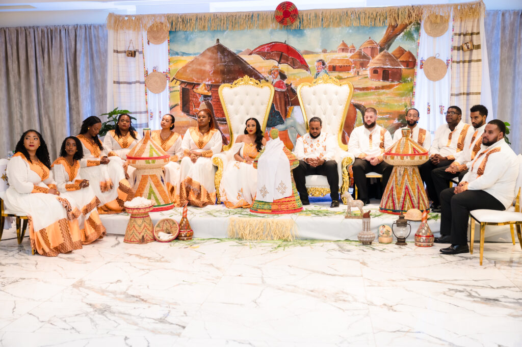 Family and friends gathered to watch Meron and Negash tie the knot in a ceremony filled with Ethiopian culture and modern ceremony details.