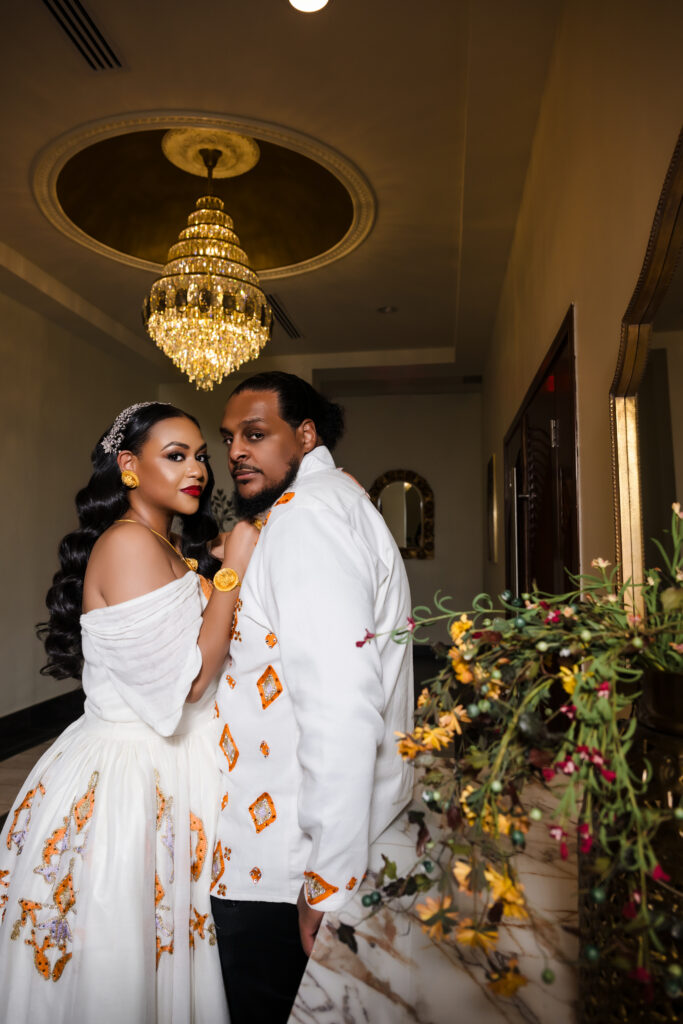 Family and friends gathered to watch Meron and Negash tie the knot in a ceremony filled with Ethiopian culture and modern ceremony details.