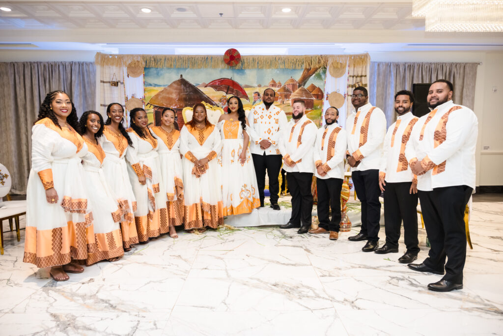 Family and friends gathered to watch Meron and Negash tie the knot in a ceremony filled with Ethiopian culture and modern ceremony details.
