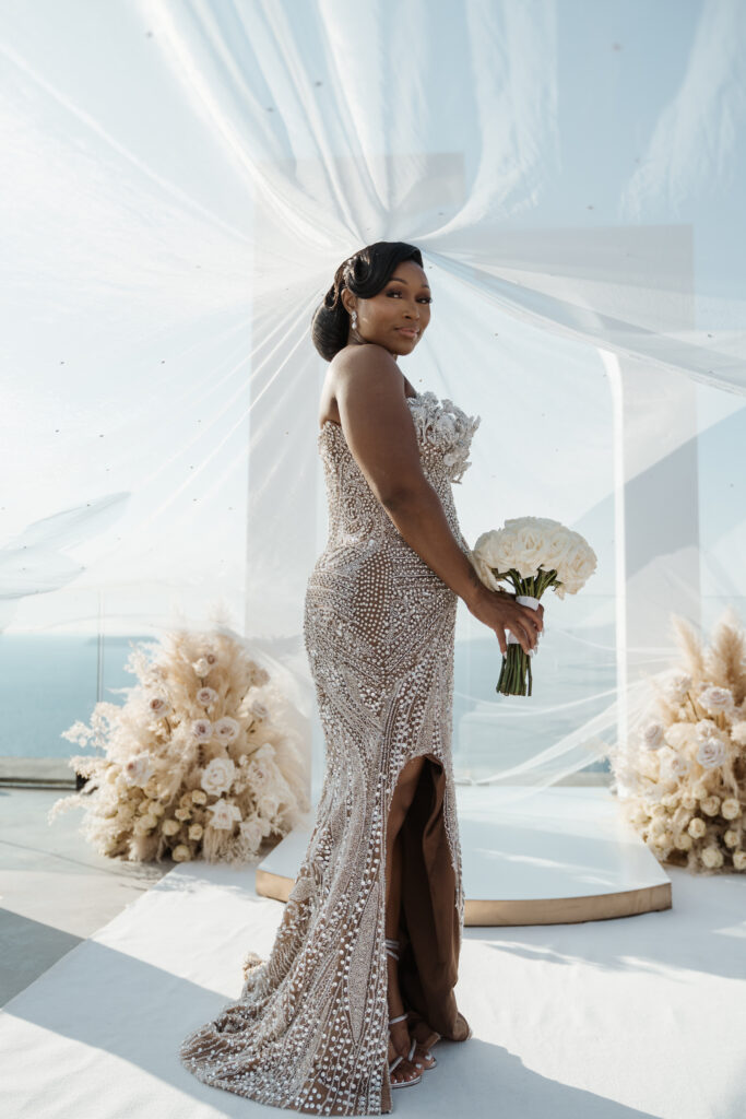 This Greek destination wedding (ft. in Issue 33) features sexy and intimate details with a diamond-inspired virtually designed wedding dress!