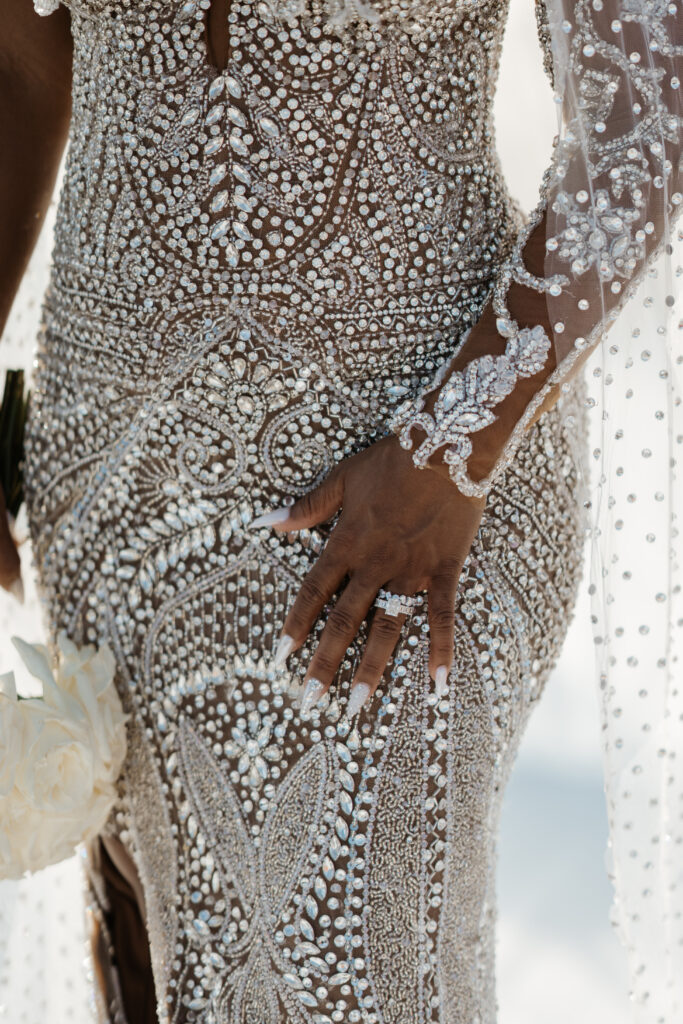 This Greek destination wedding (ft. in Issue 33) features sexy and intimate details with a diamond-inspired virtually designed wedding dress!