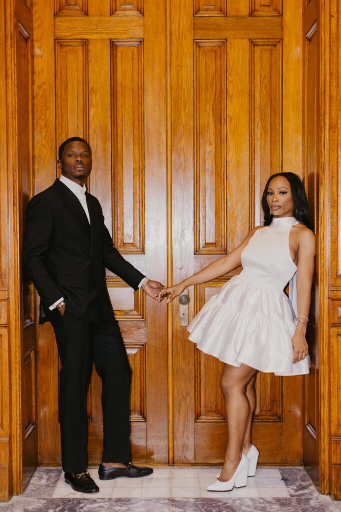 This adventure-loving couple celebrated their sophisticated and intimate engagement session at the Georgia State Capitol.