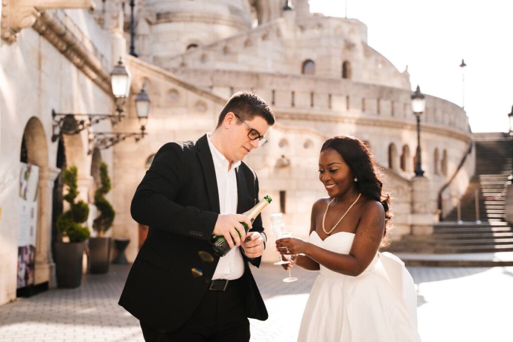 Grace and Sandor commemorated their engagement with a romantic European engagement session in the city where they first fell in love.