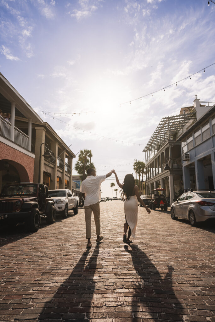 What goes best with ice cream? A cool couple celebrating their engagement with a chic and laid-back beach engagement session in Florida.
