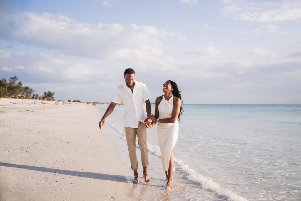 What goes best with ice cream? A cool couple celebrating their engagement with a chic and laid-back beach engagement session in Florida.