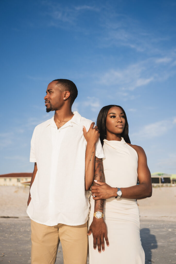 What goes best with ice cream? A cool couple celebrating their engagement with a chic and laid-back beach engagement session in Florida.