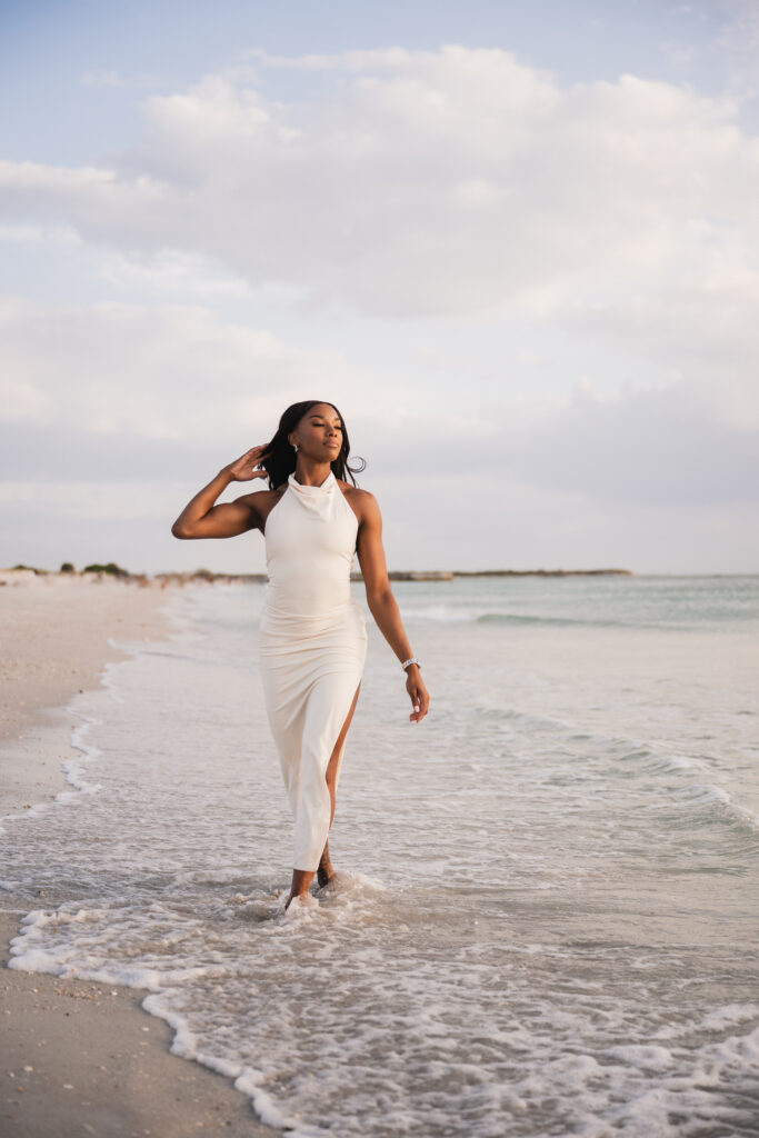 What goes best with ice cream? A cool couple celebrating their engagement with a chic and laid-back beach engagement session in Florida.