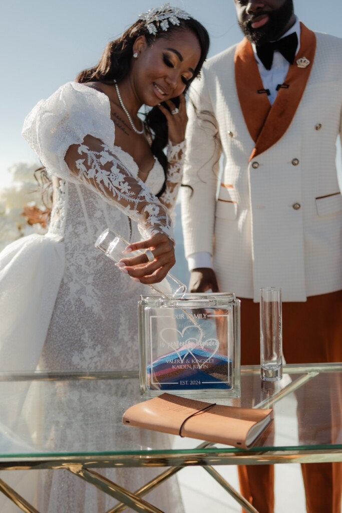 Valerie and Kingsley's gorgeous wedding in Santorini, Greece, was featured in Issue 33! Read how they found lifetime love four doors down.