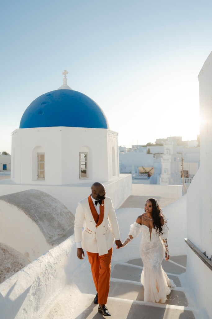 Valerie and Kingsley's gorgeous wedding in Santorini, Greece, was featured in Issue 33! Read how they found lifetime love four doors down.