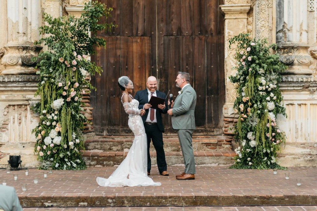 Rose and Chuck cemented their love in a timeless destination wedding amid ancient ruins in Antigua, Guatemala.