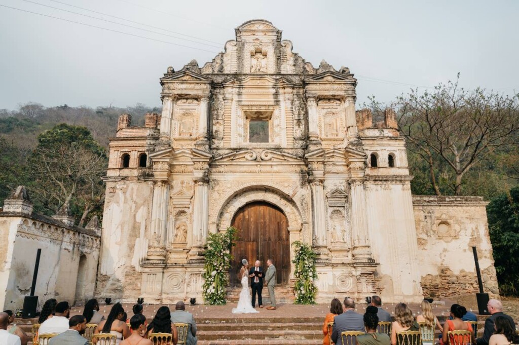 Rose and Chuck cemented their love in a timeless destination wedding amid ancient ruins in Antigua, Guatemala.