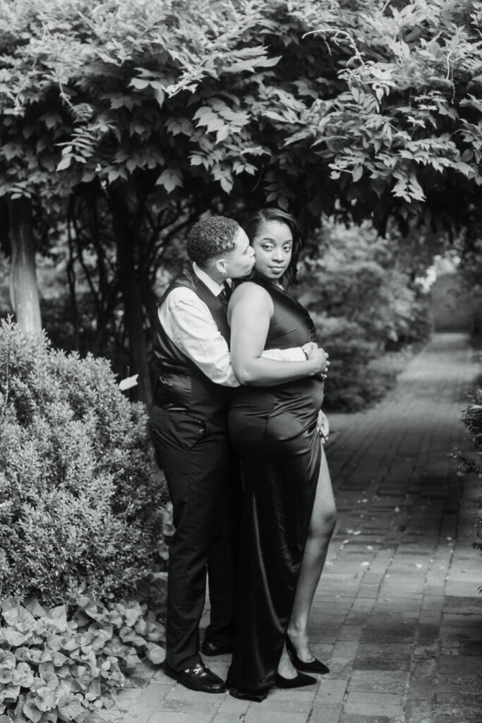 Ashley & Monique got engaged before heading out the door. See their garden engagement session and get excited for their September wedding!
