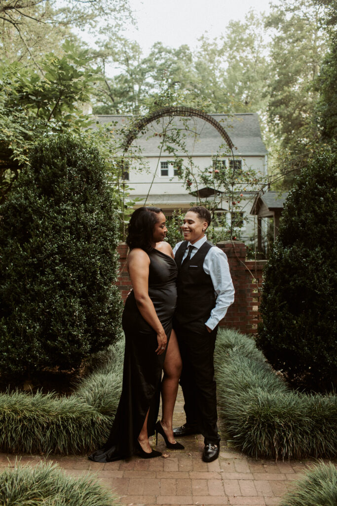 Ashley & Monique got engaged before heading out the door. See their garden engagement session and get excited for their September wedding!