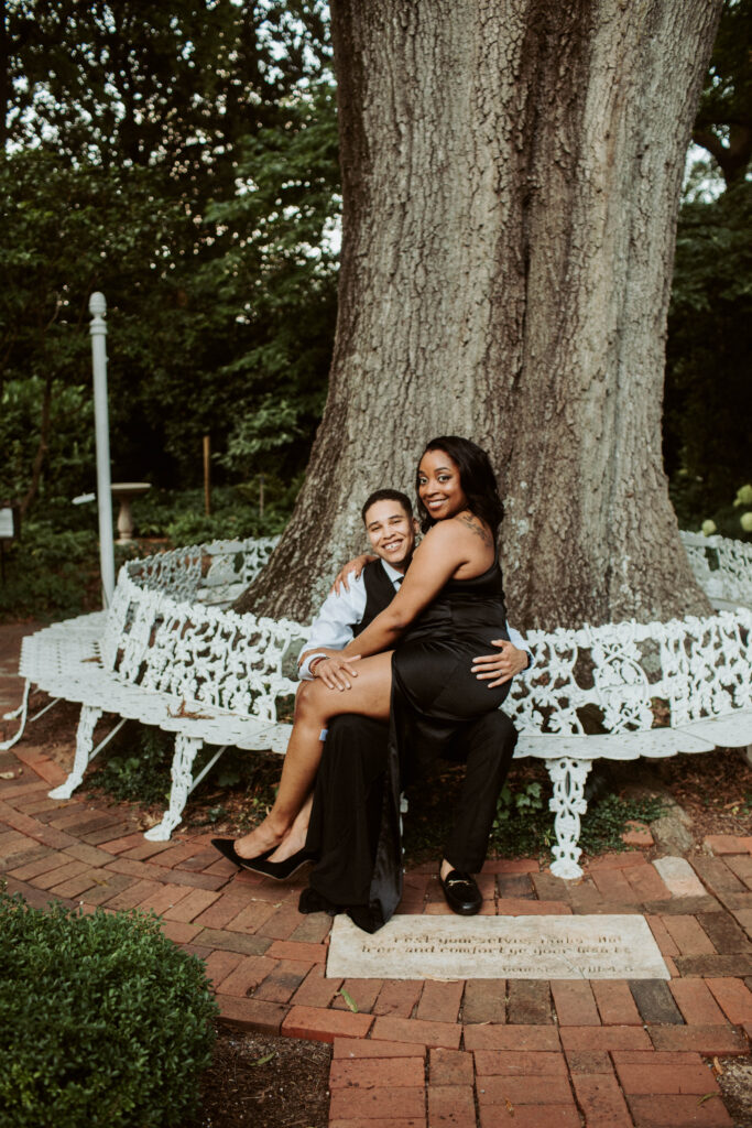 Ashley & Monique got engaged before heading out the door. See their garden engagement session and get excited for their September wedding!