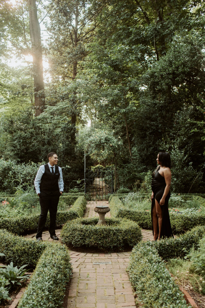 Ashley & Monique got engaged before heading out the door. See their garden engagement session and get excited for their September wedding!