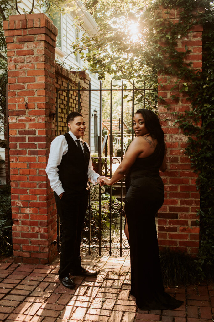 Ashley & Monique got engaged before heading out the door. See their garden engagement session and get excited for their September wedding!