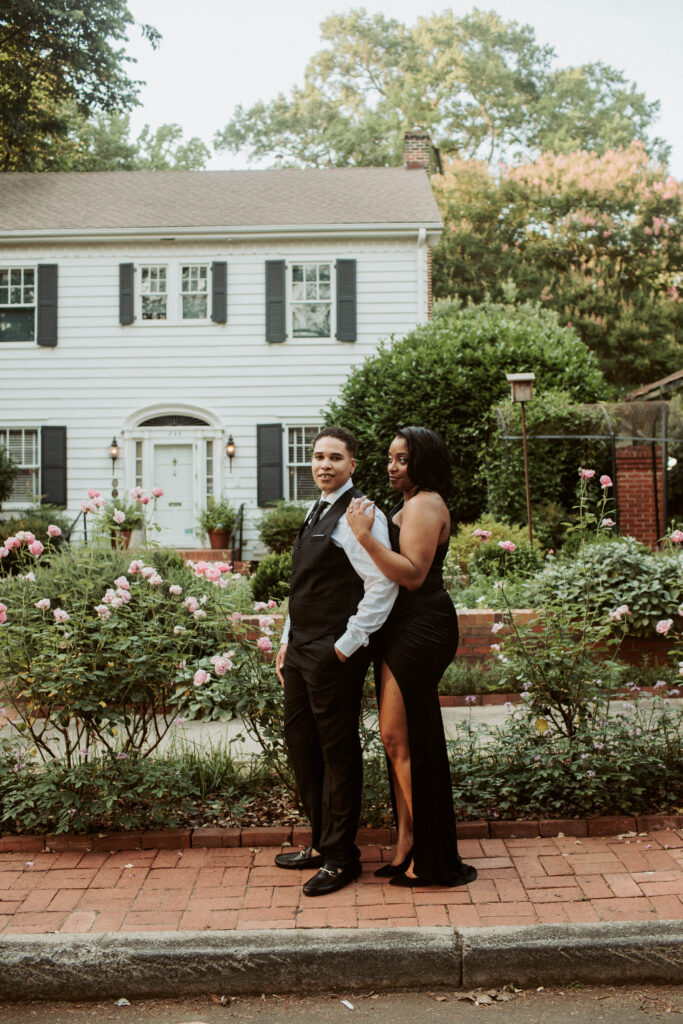 Ashley & Monique got engaged before heading out the door. See their garden engagement session and get excited for their September wedding!