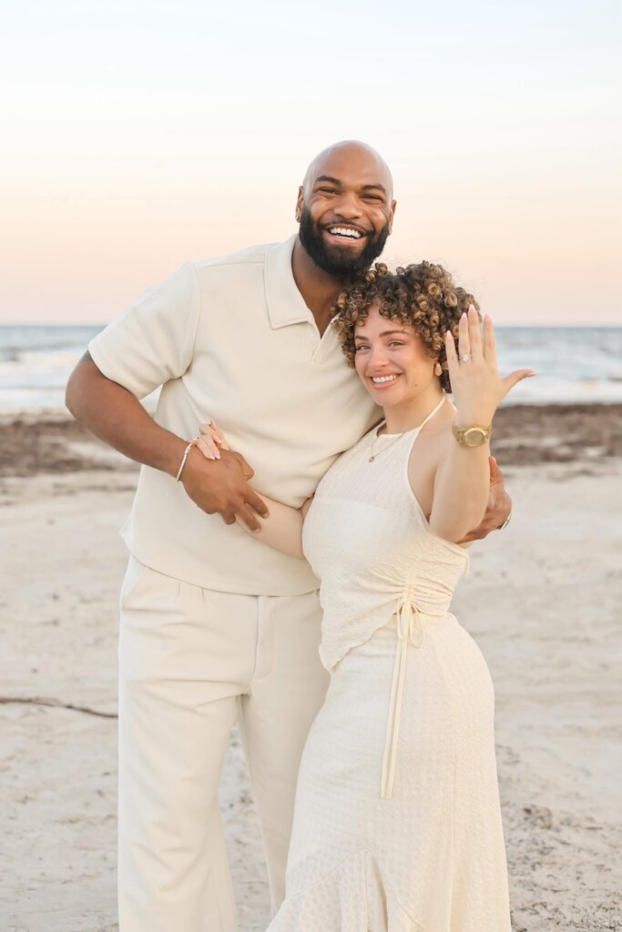 Balacía custom-designed an oval two-toned engagement ring for former NFL player Andrew Brown's wife, Whitley Brown | Captured by @intothewoods_htx