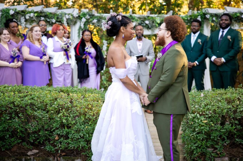 Surrounded by the stunning architecture and lush natural beauty of Four Oaks Manor, Breale and Nazir tied the knot in a romantic and colorful outdoor wedding in Duluth, Georgia.