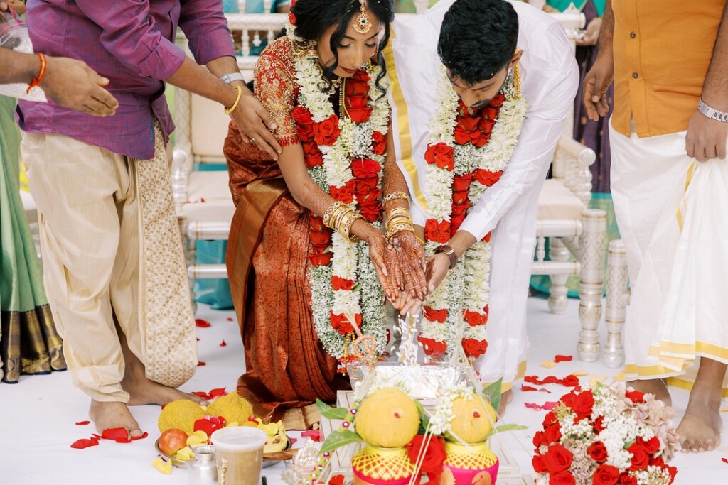 Sneha and Deepan celebrated their love and shared culture in a vibrant South Indian Tamil Wedding at The Club at Ruby Hill in Pleasanton, CA.