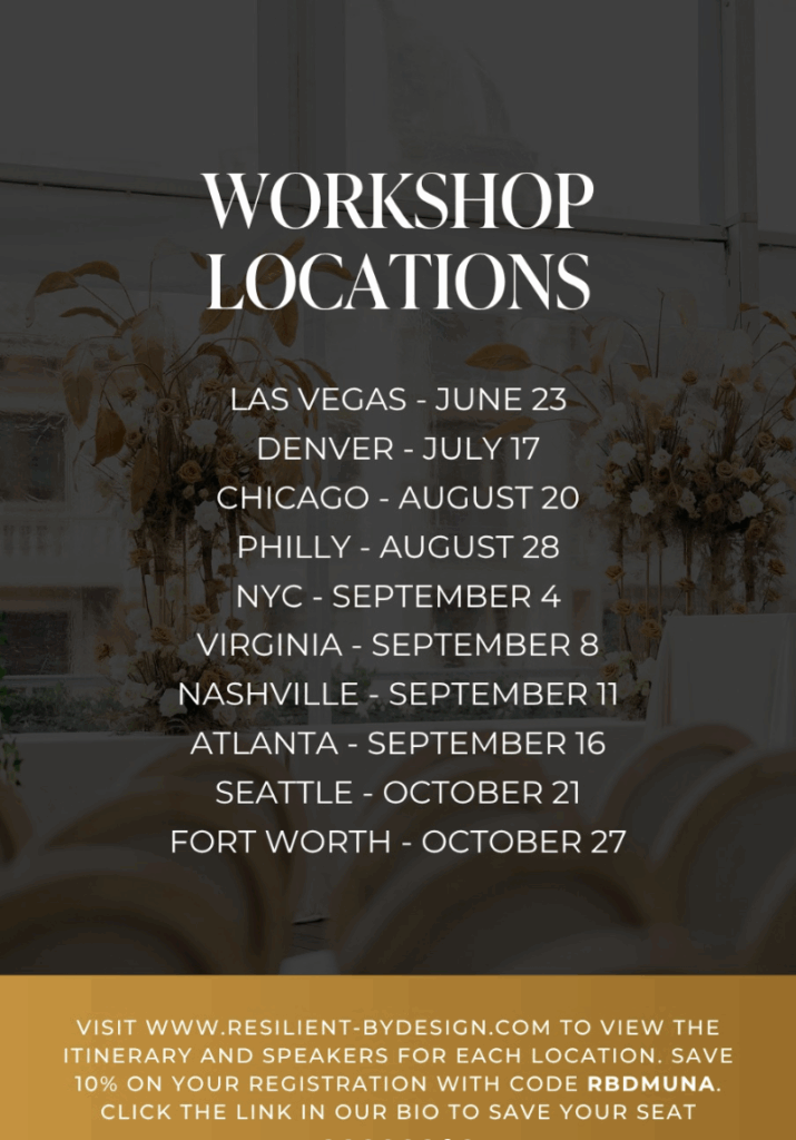 MunaLuchi partners with industry leaders Renée Dalo & Brian A M Green for Resilient by Design, a nationwide workshop series for wedding pros.